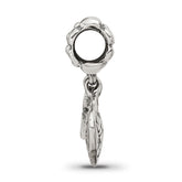 Sterling Silver 925 Heart & Key Dangle Bead with Antiqued Finish