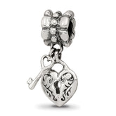 Sterling Silver Reflections Heart & Key Dangle Bead