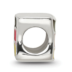 Sterling Silver 925 Germany Flag Bead with Enameled Finish