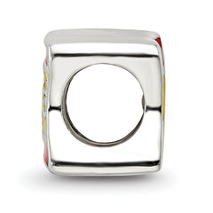 Sterling Silver 925 Spanish Flag Bead with Enameled Finish