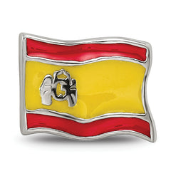 Sterling Silver 925 Spanish Flag Bead with Enameled Finish