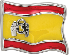 Sterling Silver 925 Spanish Flag Bead with Enameled Finish