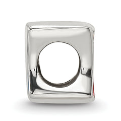 Sterling Silver 925 France Flag Enameled Bead with Antiqued Finish