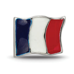 Sterling Silver 925 France Flag Enameled Bead with Antiqued Finish