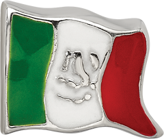 Sterling Silver 925 Mexico Flag Enameled Bead with Antiqued Finish