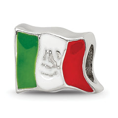 Sterling Silver Reflections Enameled Mexico Flag Bead