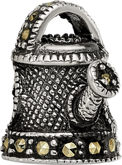 Sterling Silver Enameled Marcasite Watering Can Bead with Polished Finish