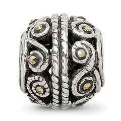 Sterling Silver 925 Bali Bead with Marcasite Polished Finish 10mm