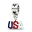 Sterling Silver Reflections Enameled USA Dangle Bead