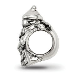 Sterling Silver 925 Polished Snowman Bead with Solid Casted Design