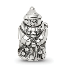 Sterling Silver 925 Polished Snowman Bead with Solid Casted Design