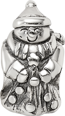 Sterling Silver 925 Polished Snowman Bead with Solid Casted Design