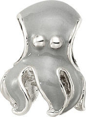 Sterling Silver 925 Enameled Octopus Bead with Polished Finish