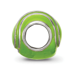 Sterling Silver 925 Enameled Tennis Ball Bead with Polished Finish