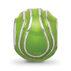 Sterling Silver 925 Enameled Tennis Ball Bead with Polished Finish