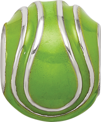 Sterling Silver 925 Enameled Tennis Ball Bead with Polished Finish