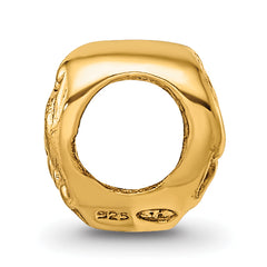 Sterling Silver Gold-Plated Scroll Heart Bead with Polished Finish
