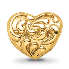 Sterling Silver Gold-Plated Scroll Heart Bead with Polished Finish