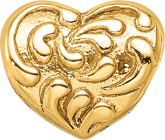 Sterling Silver Gold-Plated Scroll Heart Bead with Polished Finish