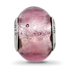 Sterling Silver 925 Lavender Murano Glass Bead with Polished Finish
