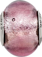 Sterling Silver 925 Lavender Murano Glass Bead with Polished Finish