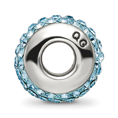 Sterling Silver 925 Polished Bead with Sky Blue Preciosa Crystal