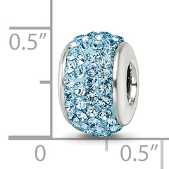 Sterling Silver 925 Polished Bead with Sky Blue Preciosa Crystal