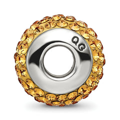 Sterling Silver 925 Orange Crystal Bead with Polished Finish Elegant Design