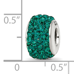 Sterling Silver 925 Green Crystal Bead with Polished Finish Elegant Design