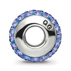 Sterling Silver Blue Preciosa Crystal Bead with Polished Finish