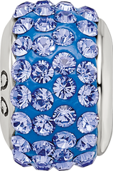 Sterling Silver Blue Preciosa Crystal Bead with Polished Finish