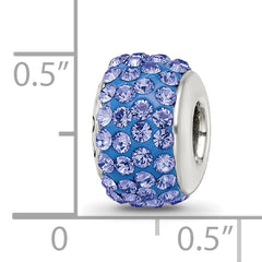 Sterling Silver Blue Preciosa Crystal Bead with Polished Finish