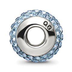Sterling Silver 925 Polished Bead with Light Blue Crystal Stone