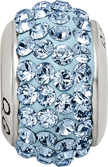 Sterling Silver 925 Polished Bead with Light Blue Crystal Stone