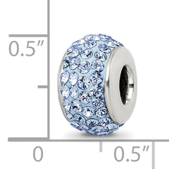 Sterling Silver 925 Polished Bead with Light Blue Crystal Stone