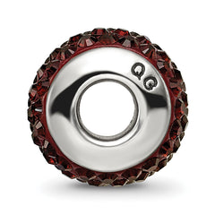 Sterling Silver 925 Crystal Bead with Red Preciosa Stone, Polished Finish
