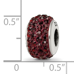 Sterling Silver 925 Crystal Bead with Red Preciosa Stone, Polished Finish