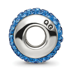 Sterling Silver 925 Blue Crystal Bead with Polished Finish
