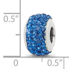 Sterling Silver 925 Blue Crystal Bead with Polished Finish