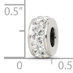 Sterling Silver 925 Double Row White Crystal Bead with Polished Finish