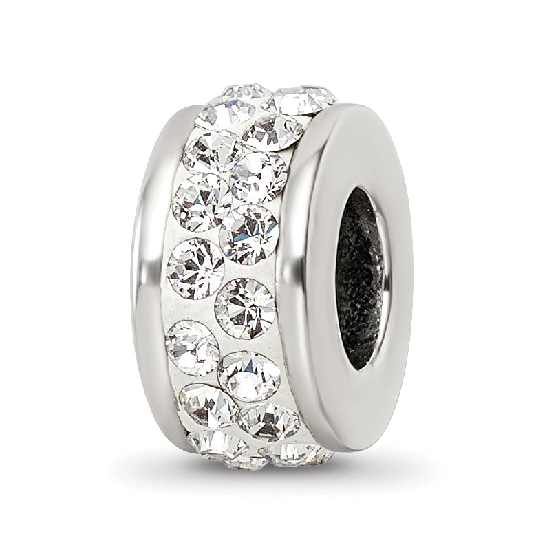 Sterling Silver Reflections Double Row White Preciosa Crystal Bead