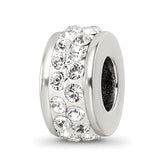 Sterling Silver Reflections Double Row White Preciosa Crystal Bead