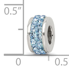 Sterling Silver 925 Double Row Crystal Bead with Polished Finish in Sky Blue