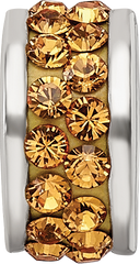 Sterling Silver 925 Orange Crystal Bead with Double Row Design