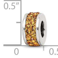 Sterling Silver 925 Orange Crystal Bead with Double Row Design