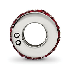 Sterling Silver Maroon Crystal Bead with Double Row Design Polished Finish
