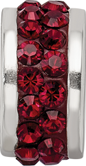 Sterling Silver Maroon Crystal Bead with Double Row Design Polished Finish