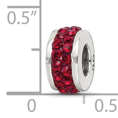 Sterling Silver Maroon Crystal Bead with Double Row Design Polished Finish
