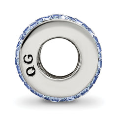 Sterling Silver 925 Double Row Light Blue Crystal Bead with Polished Finish