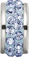 Sterling Silver 925 Double Row Light Blue Crystal Bead with Polished Finish